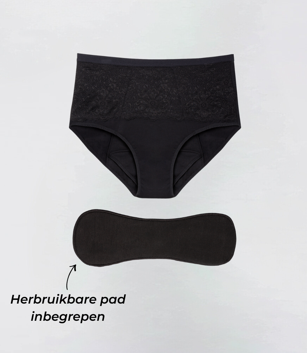 Hoge Taille - Kant - Extra Absorptie - 100% Lekvrij